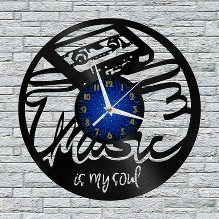 Recording Equipment 12 Inch Vinyl Record Wall Clock - Silent, Creative, and Unique Clock for Living Room, Entryway, or Bedroom Decor - Perfect Gift Idea(12 inchs B without LED)