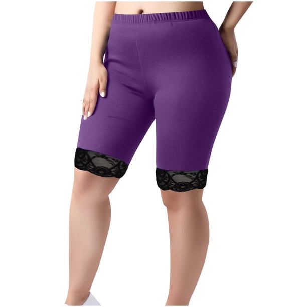 Karight Plus Size Slip Shorts for Women Soft Modal Short Leggings Lace Shorts Under Dresses Mid Thigh Leggings Pants