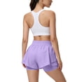 thumbnail image 3 of UDAUDU Women's Flowy Running Shorts High Waisted Gym Ruffle Workout Shorts Butterfly 2 in 1 Athletic Shorts Tennis Shorts with Pockets Light Purple S, 3 of 5