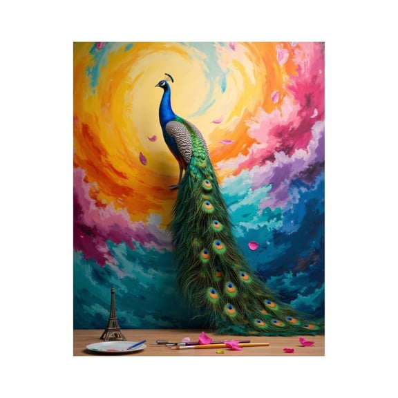 Paint by Numbers Kit for Adults, Colorful Peacock Art Studio Scene Paint by Numbers, Easy Paint by Numbers Kit for Adults Beginner, DIY Adult Paint by Number Kits on Canvas, Home Decor