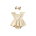 thumbnail image 1 of Xingqing Summer Adorables Baby Filles Romper Dress Bandeau 2pcs Lace Manches Volants Solides Combinaisons 2pcs Set, 1 of 7