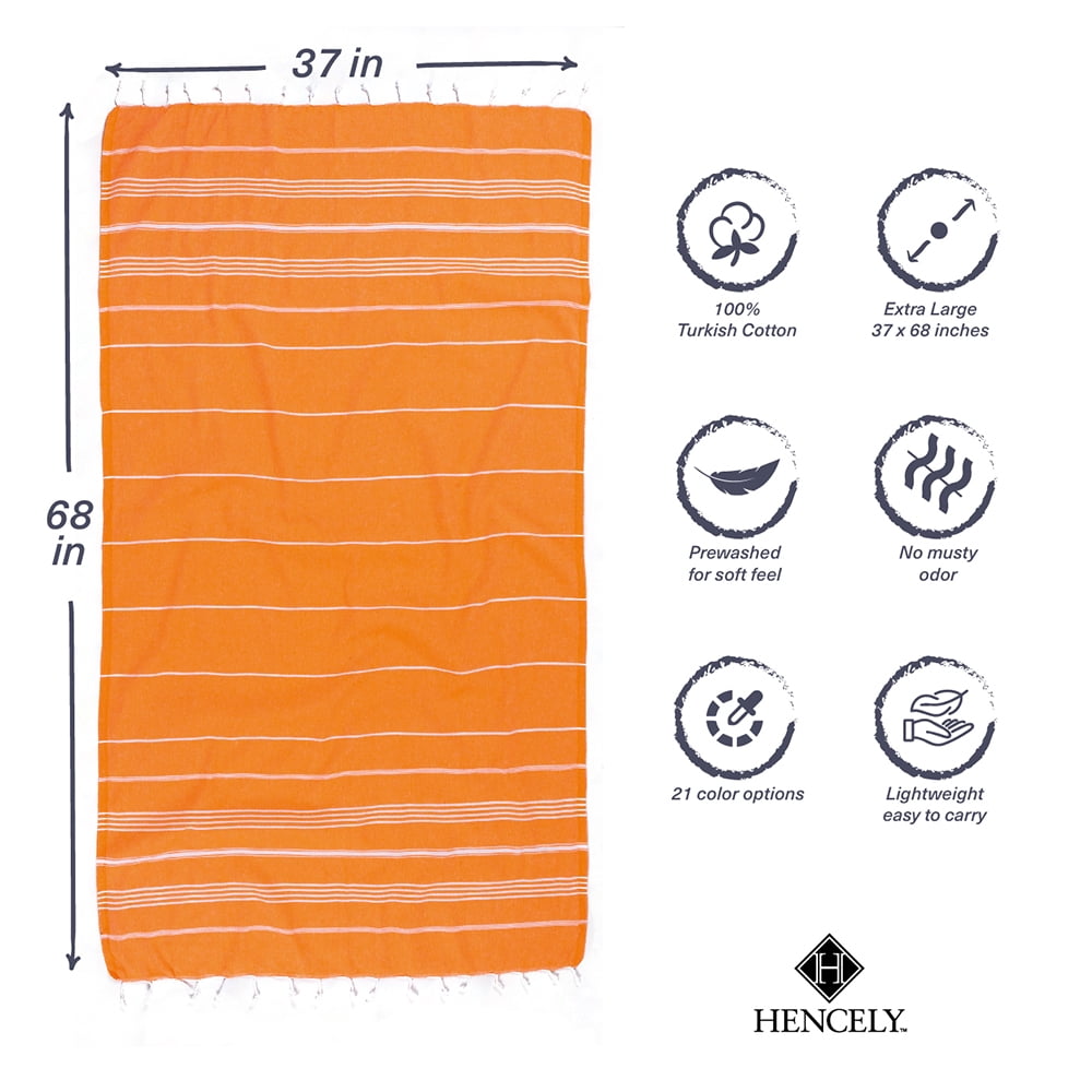 Hencely Turkish Beach Towel Gold - Set of 6