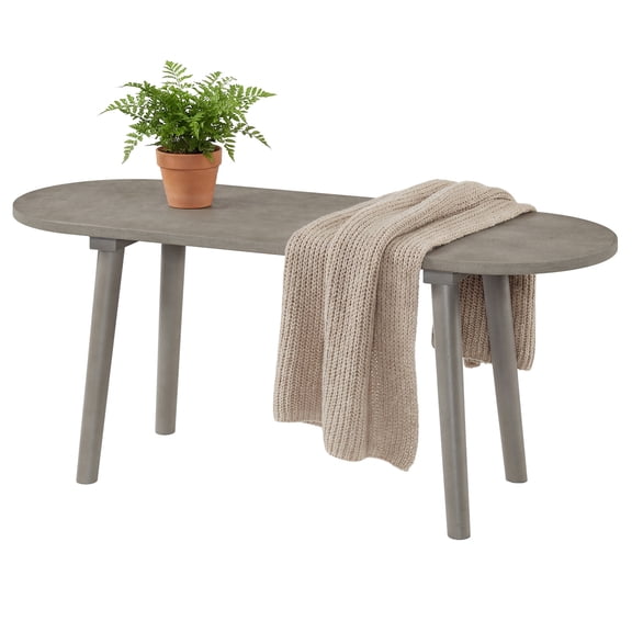 Gymax 43'' Solid Wood Farmhouse Dining Bench w/Rubber Wood Legs for Living Room Kitchen