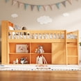 thumbnail image 2 of Euroco Wood Queen Size Loft Bed with Storage Shelves and LED Light, Natural, 2 of 9