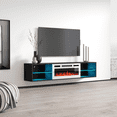 thumbnail image 3 of Lima WH-EF Floating Fireplace TV Stand for TVs up to 80", Modern Matte 72" Entertainment Center, Wall Mounted Electric Fireplace TV Media Console with Storage Cabinets, 3 of 6