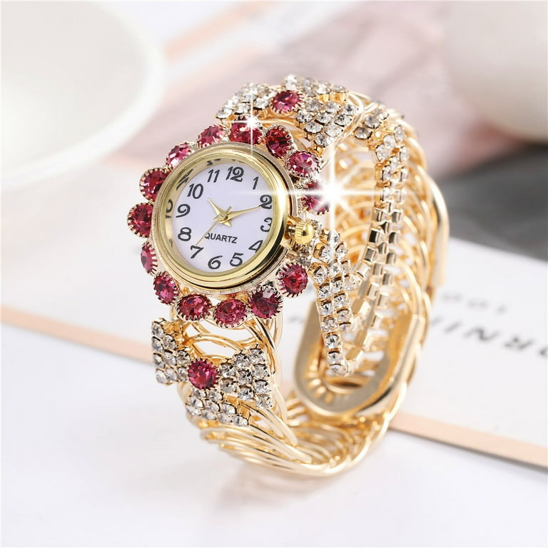 New Trendy Fashion Women's Diamond-encrusted Digital Quartz