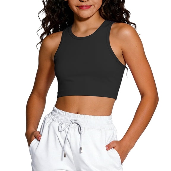 Conairie Girls Athletic Tank Top Breathable Workout Sleeveless Shirt For Play And Sports Comfortable Stretch Fit Youth Tee Black 3-6 Y