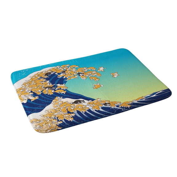 Society6 Big Nose Work Shiba Inu Great Waves Bath Mat 34" x 21"