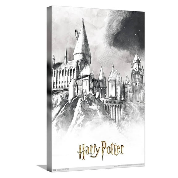 The Wizarding World: Harry Potter - Illustrated Hogwarts Canvas Wall Poster, 14.725" x 22.375"