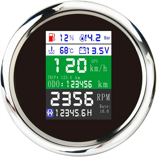 6 in 1 Tachometer GPS Speedometer Fuel Level Gauge For Outboard Inboard Gas Engine 85mm Tachometer Oil Pressure Meter ,Wide Applicability