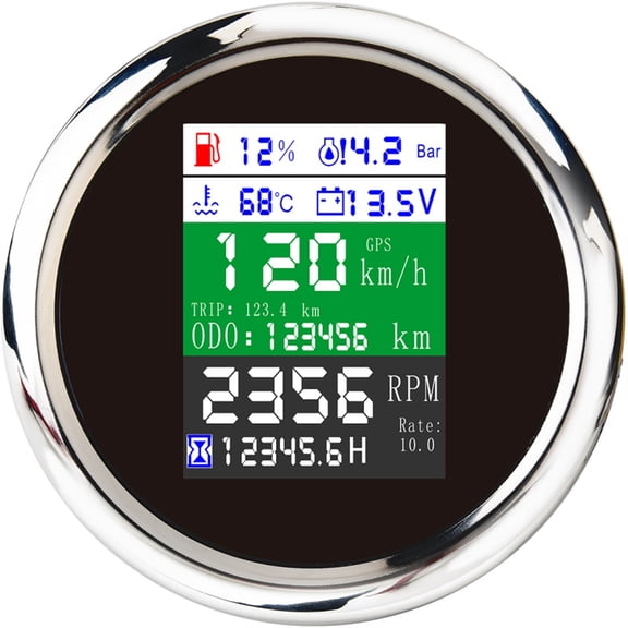 6 in 1 Tachometer GPS Speedometer Fuel Level Gauge For Outboard Inboard Gas Engine 85mm Tachometer Oil Pressure Meter ,Wide Application