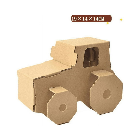 A cardboard airplane, tank, dinosaur material, toy, children's hand painted graffiti gift (carton tractor)