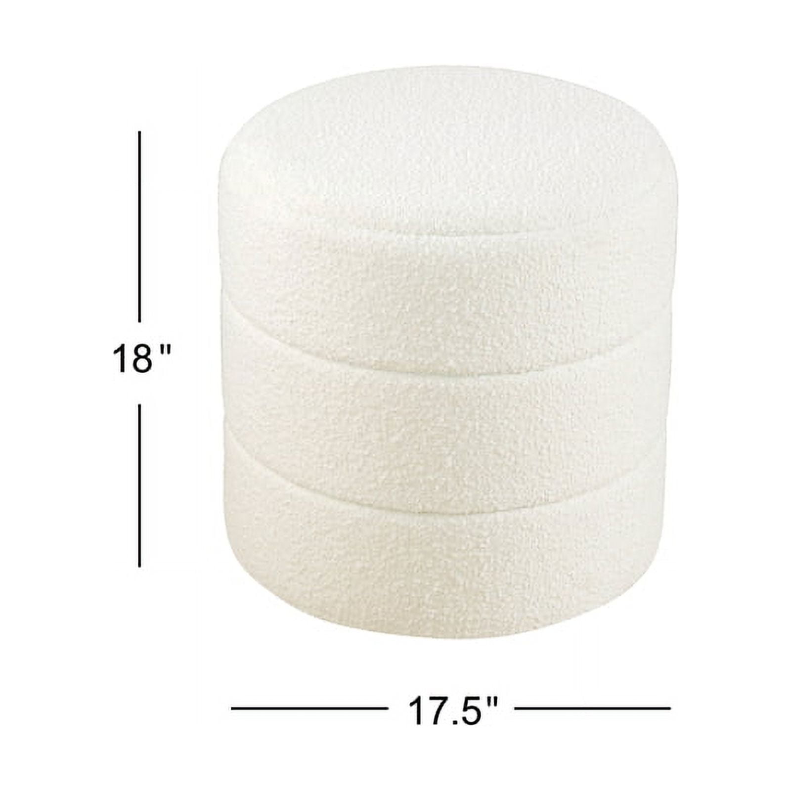 HomePop Upholstered Round Ottoman - Cream Boucle