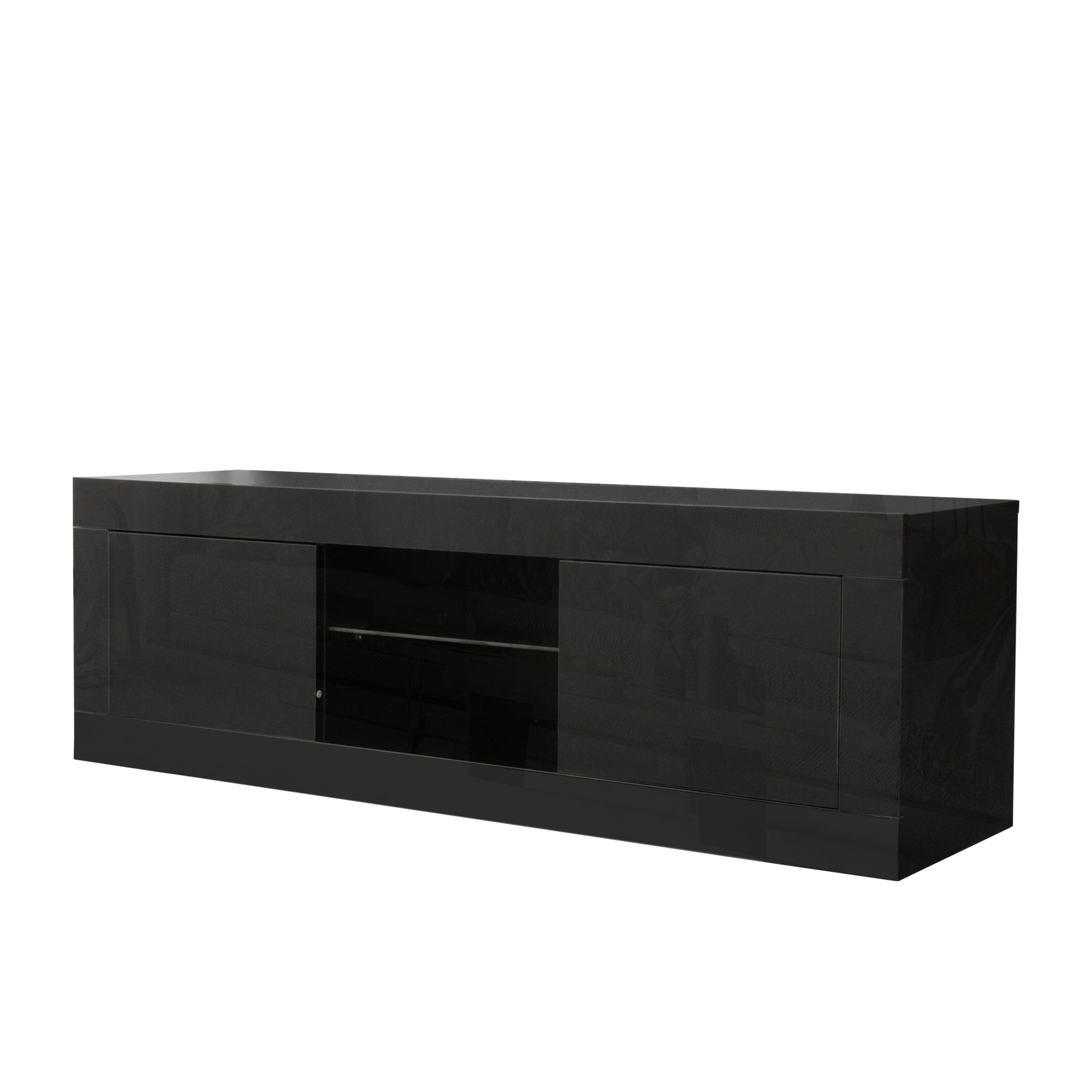Resenkos TV Console Cabinet for up to 55" Television, LED TV Media Stand for Living Room Entertainment Center, Black