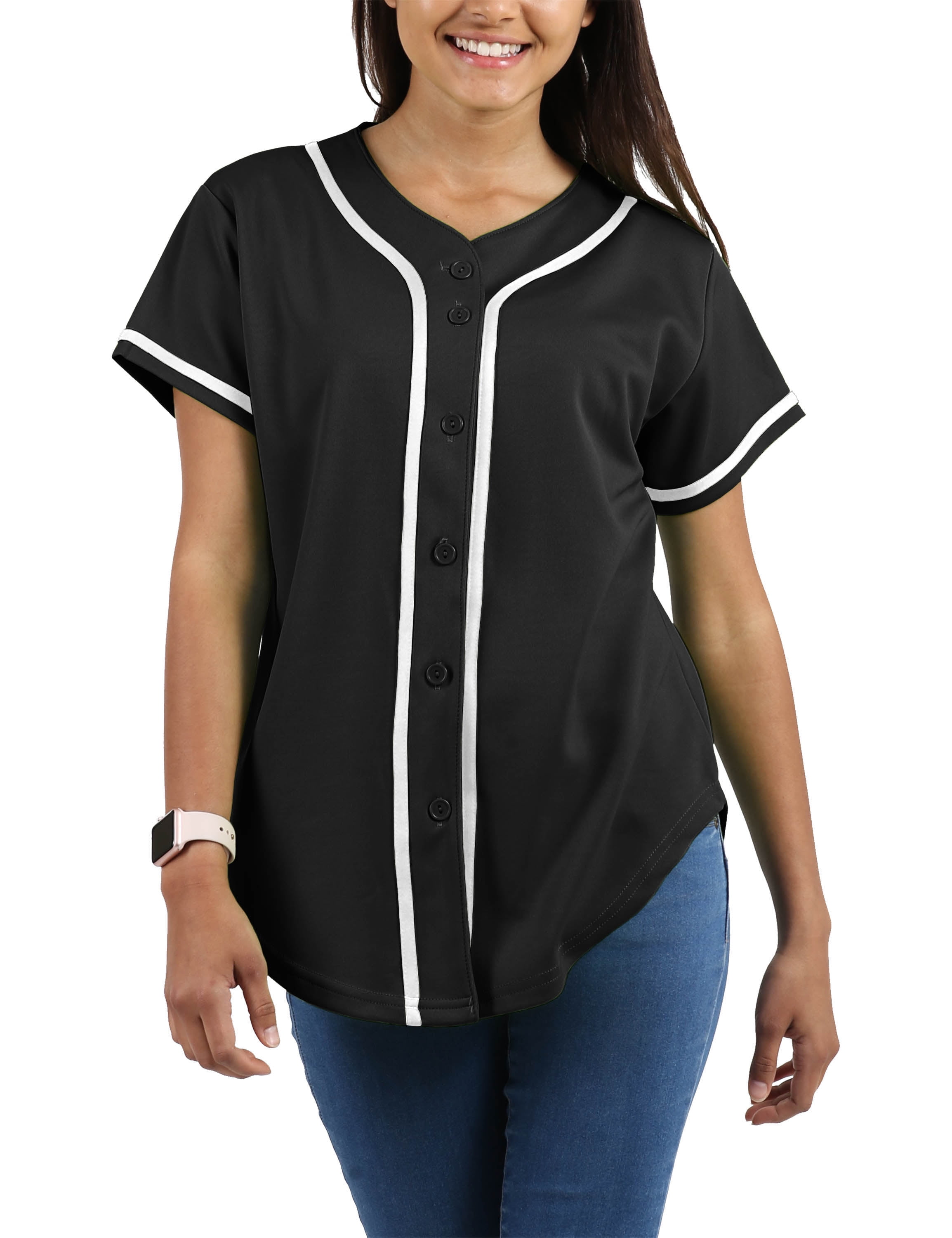 Hat and Beyond Womens Baseball Button Down Tee Short Sleeve Softball Jersey Active Shirts Made in USA 