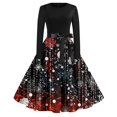 thumbnail image 2 of Christmas Dresses for Women Women's Fashion Vintage Long Sleeve Round Neck Christmas Printed Evening Party Dresses for Formal Event,Dark Gray,M, 2 of 4