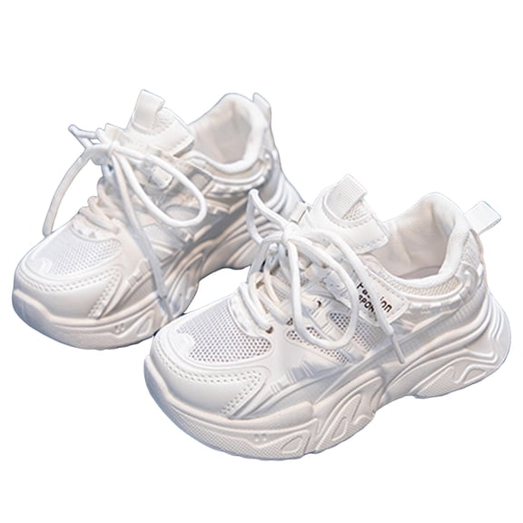 WNVMWI Little Girls Mesh Running Shoes Toddlers Casual Platform Sneakers Childrens Lace Up Walking Sneaker White Sizs 2