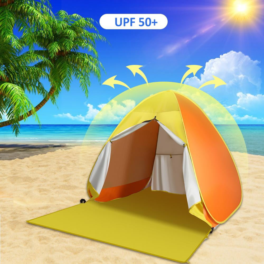 Beach Tent FBSPORT Pop Up Tent ,2-3 Person UV Lightweight Waterproof Foldable Beach Camping Tent with Sun Shelter,Carry Bag,for Family Baby Adults for Outdoors Fishing Hiking Picnic Garden Beach