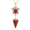 thumbnail image 1 of HOOUN Hexagonal Cone Pendulum Natural Crystal Pointed Pendant Necklace-Red Stone, 1 of 5
