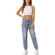 thumbnail image 2 of Jeans jogger rasgados INSPIRE CHIC para mujeres, pantalones de mezclilla cargo elásticos de uso casual gris azul XS, 2 of 6
