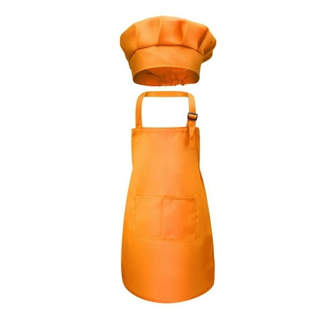 

Ma&Baby 3-13Y Kid s Craft Apron Pinafore and Hat Set Kid Boys Girls Front Pocket Bib Apron Band Cooking Cap