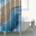 thumbnail image 4 of Blue Gold Wave Marble Pattern Shower Curtain 84"x72" ,Bathroom Decorative Shower Curtains Set with 12 Hooks,Modern Waterproof Washable Shower Curtain, 4 of 6