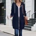 thumbnail image 2 of Towmus Women Full Zip Up Hoodie Casual Solid Color Long Sleeve Knee Length Tunic Sweatshirts Oversized Hooded Jacket Pullover Tops Winter Coats with Pockets, 2 of 8