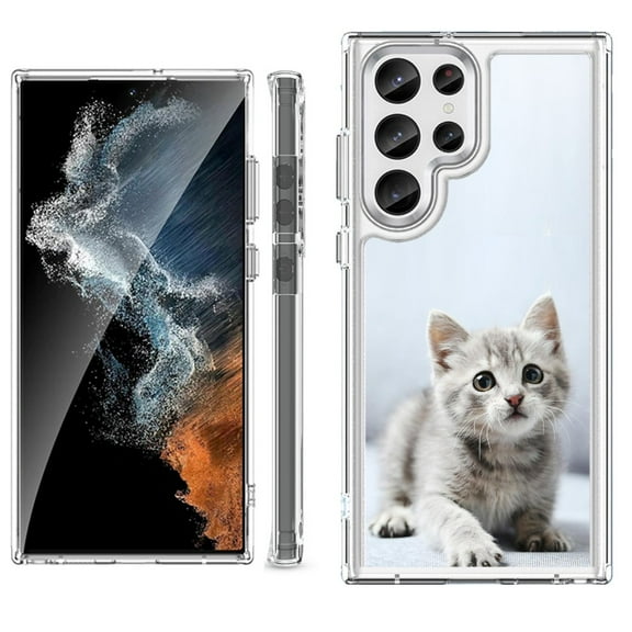 Shockproof Bumper Phone Case for Samsung Galaxy S23 Ultra 5G, by OneToughShield ® - Kitty Cat