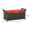 thumbnail image 2 of 2-In-1 Outdoor PE Rattan Storage Bench, 29 Gallon Patio Wicker Furniture, Basket Box with Handles and Cushion Red, 2 of 7