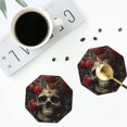 thumbnail image 4 of Pofeuu Classical Rose Crown Skull Print Coasters for Drinks, 4Pack PU Leather Coasters, Bar Drink Coasters for Tabletop Protection, Furniture from Damage-Octagon, 4 of 6
