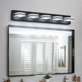 thumbnail image 2 of SEGMART LED Modern Bathroom Light Fixtures Vanity Lights, 5-Lights Acrylic Matte Black Bathroom Vanity Light Over Mirror, Industrial Indoor Wall Mount Lamp for Kitchen Living Room Workshop Cafe, 2 of 8