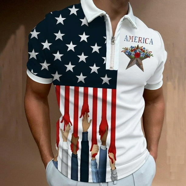 LEEy-world Mens Polo Shirts Short Sleeve Mens Independence Day American ...