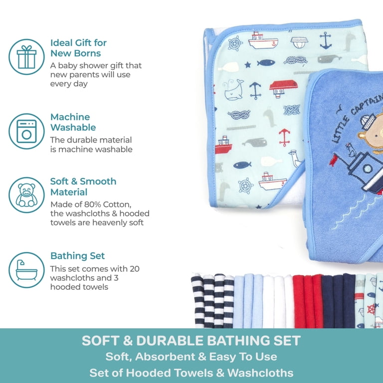 Spasilk 23-Piece Hooded Towel & Washcloth Set, Navy photo 3