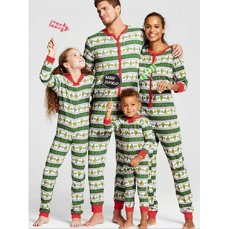 

ZIYIXIN Family Matching Christmas Pajamas Set Green Stripe Onesies Sleepwear Xmas Nightwear Pajamas PJs