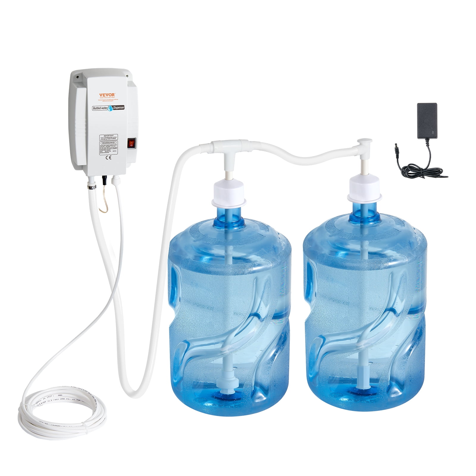 VEVOR Bottled Water Dispenser Pump System, 2x5 Gallon Dispensing System, Automatic Electric Water Dispenser, Double-Pipe Water Jug Pump,Compatible Use with Coffee/Tea Machine,Refrigerator,Ice Maker