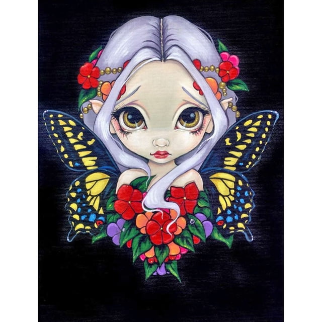 Kit de pintura de diamantes (DB1996) Bebé con ojos grandes Imagen de pared de diamantes de imitación redonda completa 40x50cm FLhrweasw Nuevo