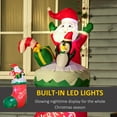 thumbnail image 3 of Outsunny 5ft Christmas Inflatables Outdoor Decorations Santa and Penguin Standing in Sock with Candy Cane Gift Box, Blow-Up LED Yard Christmas Decor, 3 of 9