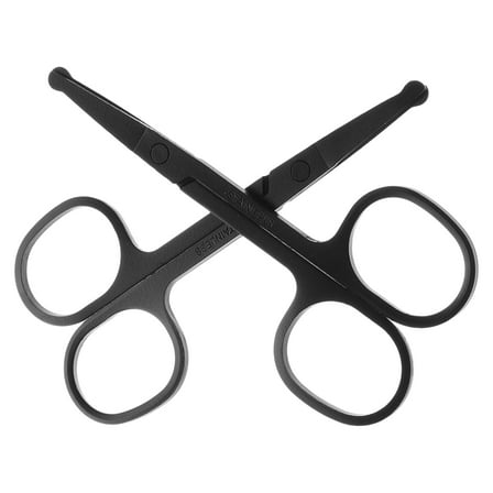 Niceauty 2Pcs Precision Grooming Shears in Black Stainless Steel for Nose and Ear Hair Maintenance