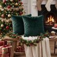 thumbnail image 3 of Sm:)e Soft Plush Faux Fur Throw Pillow Covers 18x18 Inch Set of 2, Decorative Cushion Covers for Couch Sofa Bedroom Living Room Home Decor, Green, 3 of 6