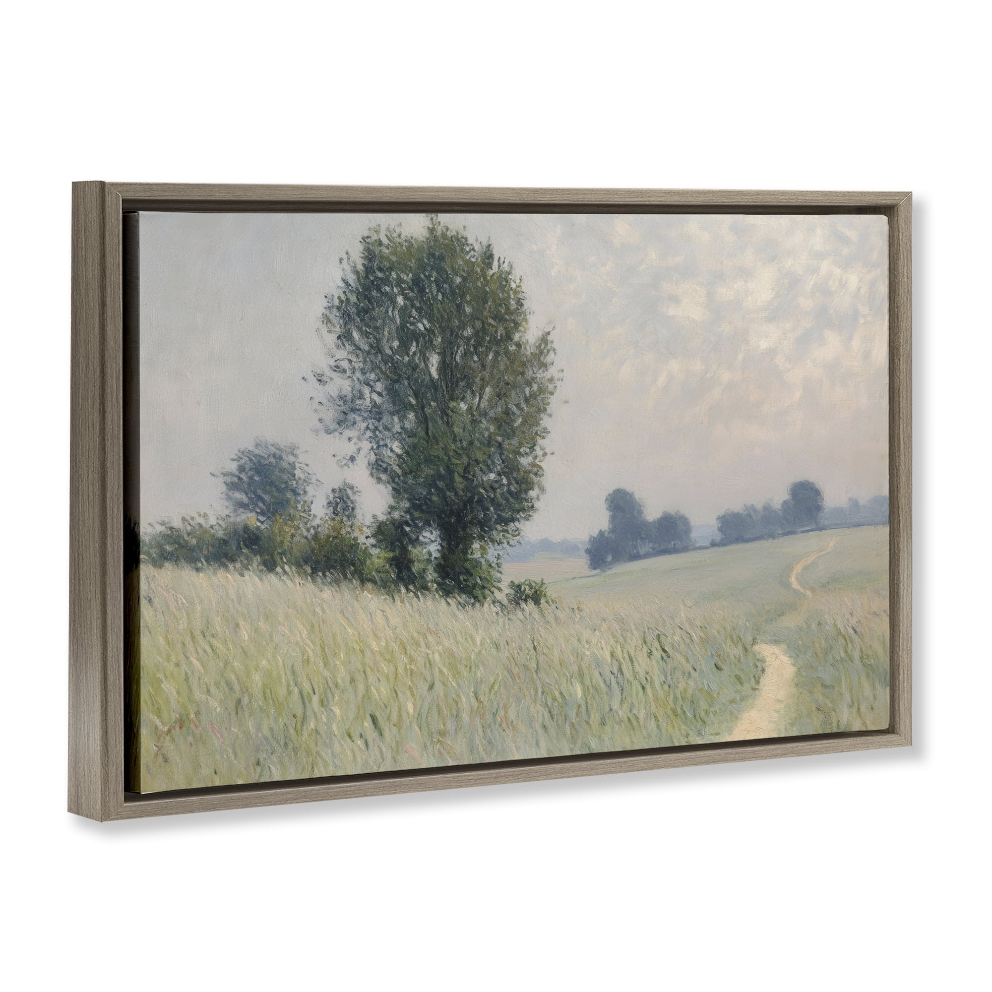 Stupell Industries Tall Grass Path Through Meadow Brown Framed Floater Canvas Wall Art, design by Petal Prints Design