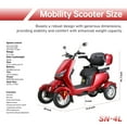 thumbnail image 4 of QEEKA Heavy-Duty 4 Wheel Mobility Scooter, 500 Lbs Capacity, 3-Speed Control, 35-40 Miles Long Range Battery, 20° Climbing, Remote Key, Red for Seniors & Adults Travel, 4 of 13