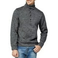 thumbnail image 2 of Mens Light Pullover Sweater 1/4 Buttons High Collar Long Sleeve Cotton Fleece Plain Sweatshirts Thermal Tops (Medium, Dark Gray), 2 of 4