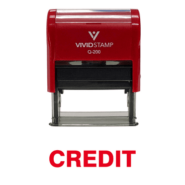 Vivid Stamp Credit Self Inking Rubber Stamp (Red Ink) - Medium