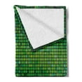 thumbnail image 2 of Green Soft Flannel Fleece Blanket, Abstract Vibrant Square Pixel Mosaic Design Geometric Technology Theme Digital Grid Print, Cozy Plush for Indoor and Outdoor Use, 60" x 80", Green, by Ambesonne, 2 of 5
