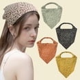 thumbnail image 2 of New floral small fresh countryside elastic headband with triangular scarves, daisy headbands, headscarves, headpieces, and headbands (2-piece set), 2 of 10