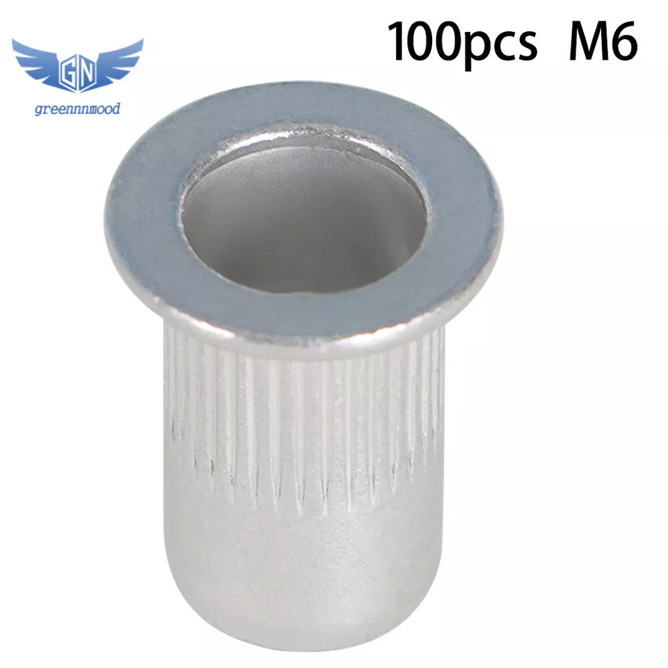 CIRCLE- M6 6Mm Flat Head Aluminum Rivet Nut Rivnut Insert Nut Pack Of 100