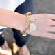 thumbnail image 3 of Pulsera de eslabones de cadena de oro - Pulseras con cierre de amor extensor de 7 "+ 2" para mujeres y niñas, con corazón de amor, llave, candado, pulsera con dijes, 3 of 5