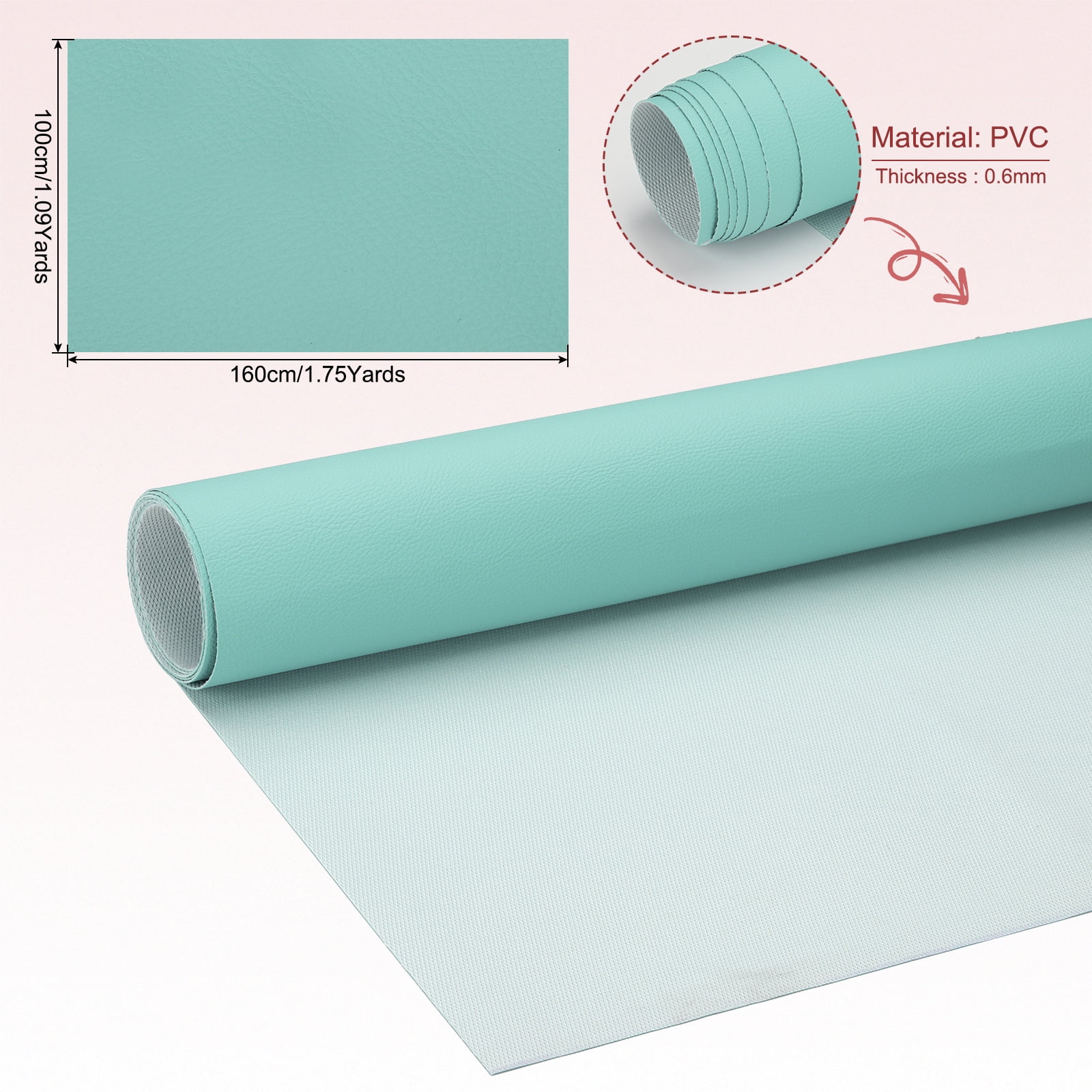 63x39.4in Faux Leather Sheets,  Faux Leather Fabric Sheets Vinyl Fabric Synthetic Soft Waterproof PU for Replacement Upholstery Car, Green