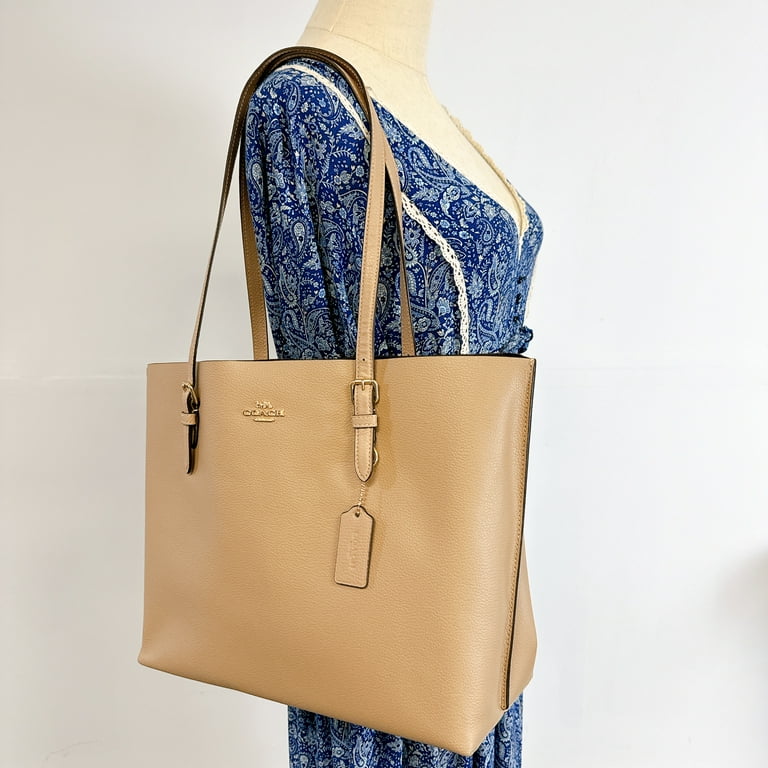 Coach 1671 Designer Bag Mollie Pebbled Leather Tote In Taupe