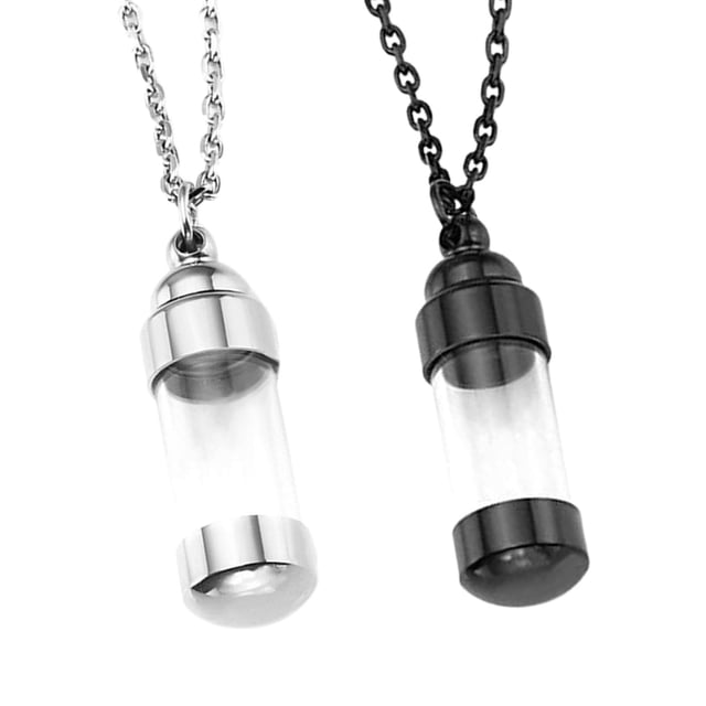 2 Piezas Moda Cremación Colgante Collar Joyería Argent Negro Negro Argenta Sunnimix Cadena de collar